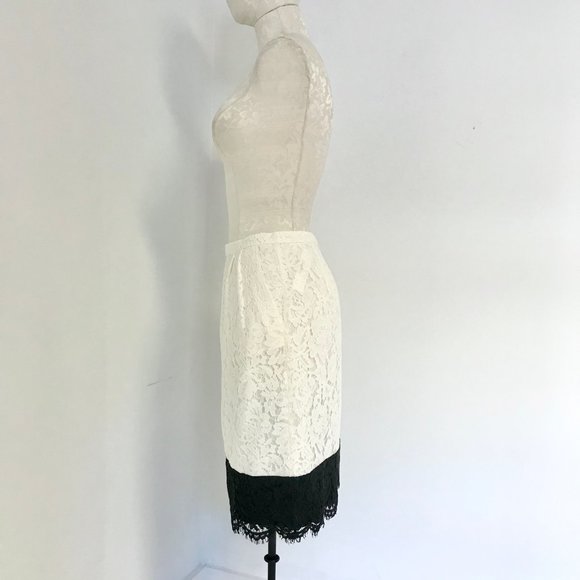 J Crew S Colorblock Lace Pencil Skirt White Black - Picture 8 of 16
